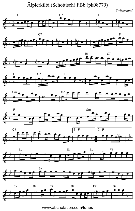 Älplerkilbi (Schottisch) FBb (pk08779) - staff notation