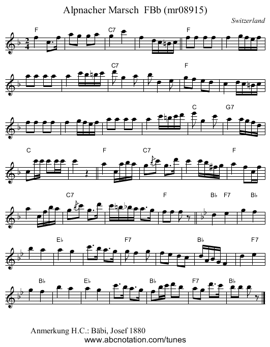 Alpnacher Marsch  FBb (mr08915) - staff notation
