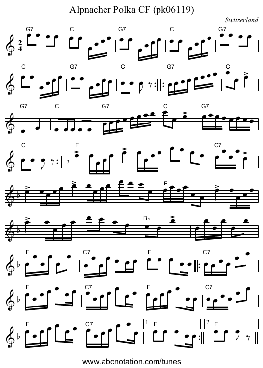 Alpnacher Polka CF (pk06119) - staff notation