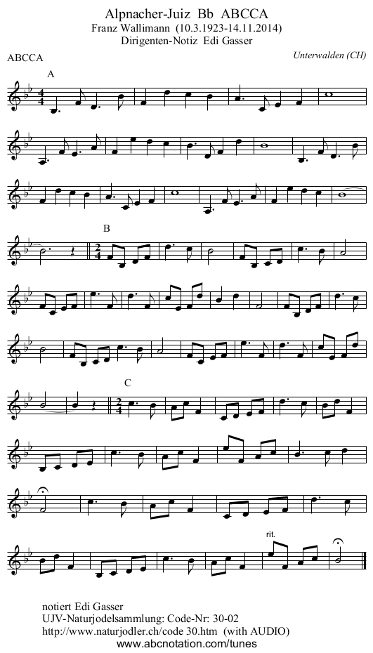 Alpnacher-Juiz Bb ABCCA - staff notation