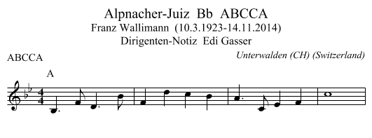 Alpnacher-Juiz  Bb  ABCCA - staff notation