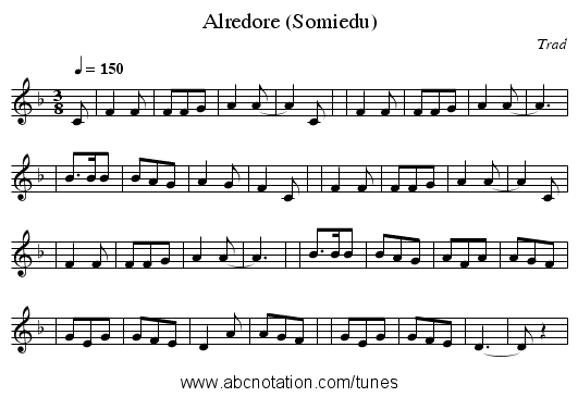 Alredore (Somiedu) - staff notation