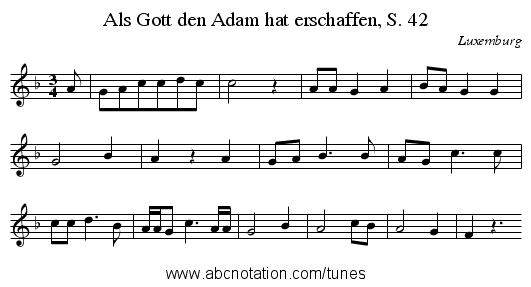 Als Gott den Adam hat erschaffen, S. 42 - staff notation