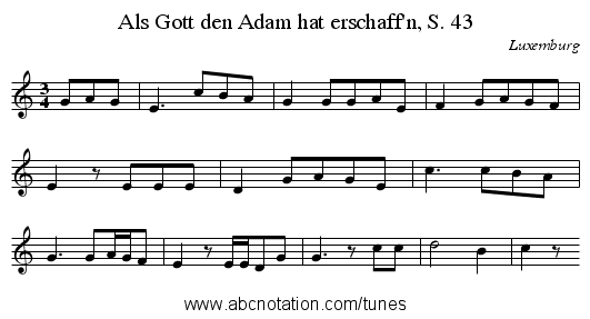 Als Gott den Adam hat erschaff'n, S. 43 - staff notation