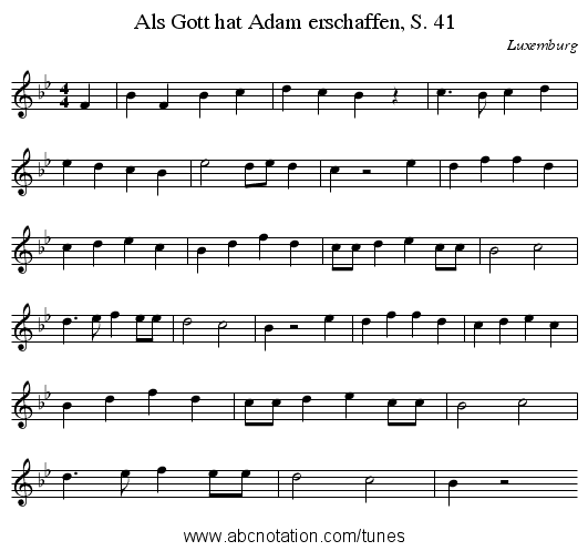 Als Gott hat Adam erschaffen, S. 41 - staff notation