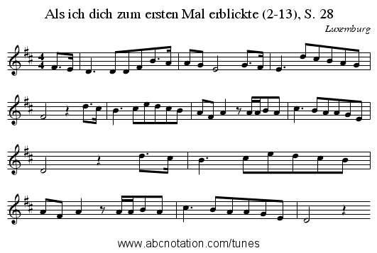 Als ich dich zum ersten Mal erblickte (2-13), S. 28 - staff notation