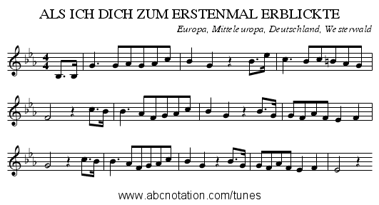 ALS ICH DICH ZUM ERSTENMAL ERBLICKTE - staff notation