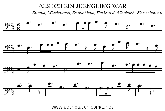 ALS ICH EIN JUENGLING WAR - staff notation