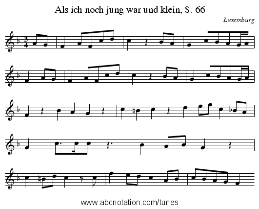 Als ich noch jung war und klein, S. 66 - staff notation