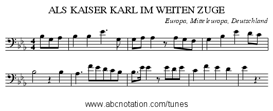 ALS KAISER KARL IM WEITEN ZUGE - staff notation