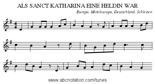ALS SANCT KATHARINA EINE HELDIN WAR - staff notation
