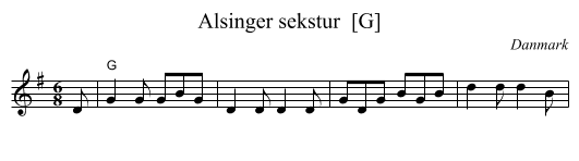 Alsinger sekstur  [G] - staff notation