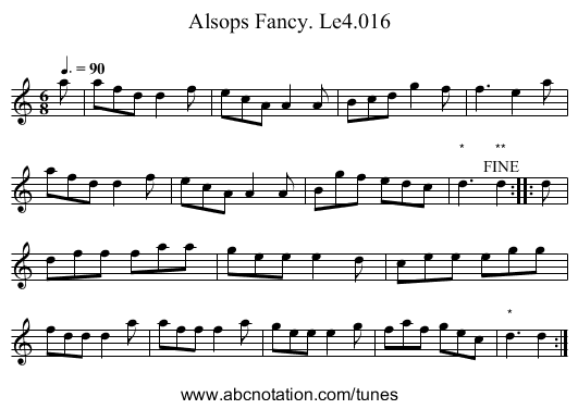 Alsops Fancy. Le4.016 - staff notation