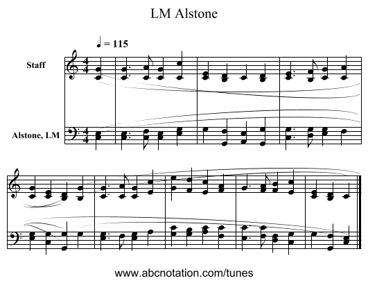 Alstone, LM - staff notation