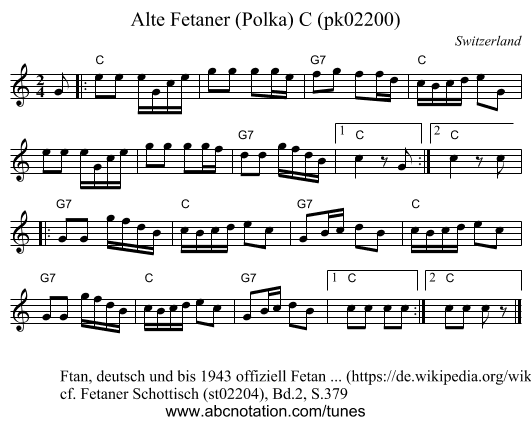 Alte Fetaner (Polka) C (pk02200) - staff notation