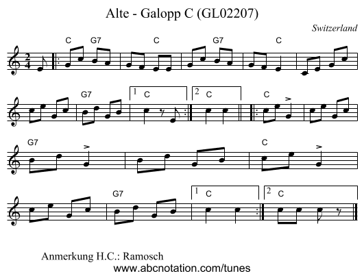 Alte - Galopp C (GL02207) - staff notation