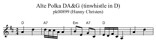 Alte Polka DA&G (tinwhistle in D) - staff notation