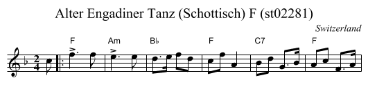 Alter Engadiner Tanz (Schottisch) F (st02281) - staff notation