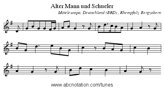 Alter Mann und Schueler - staff notation