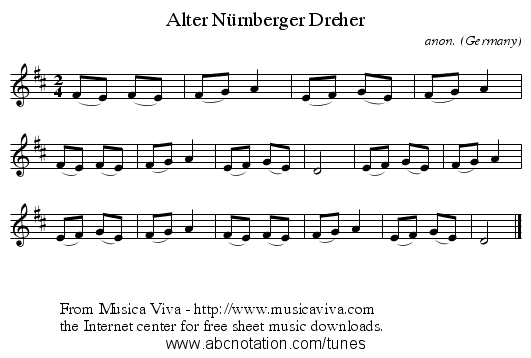 Alter N&uuml;rnberger Dreher - staff notation
