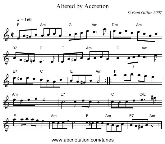 Altered by Accretion - staff notation