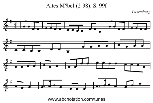 Altes M?bel (2-38), S. 99f - staff notation
