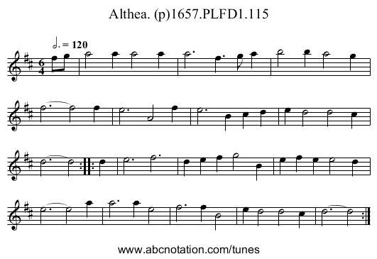 Althea. (p)1657.PLFD1.115 - staff notation