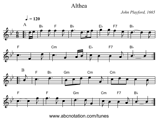 Althea - staff notation