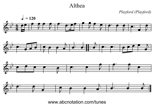 Althea - staff notation