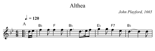 Althea - staff notation