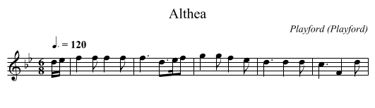 Althea - staff notation