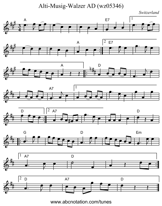 Alti-Musig-Walzer AD (wz05346) - staff notation