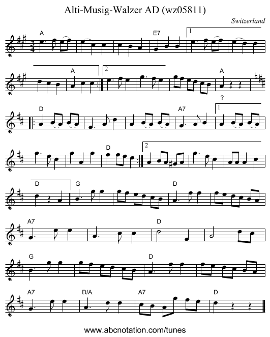 Alti-Musig-Walzer AD (wz05811) - staff notation