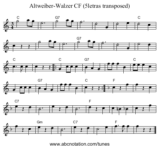 Altweiber-Walzer CF (5letras transposed) - staff notation
