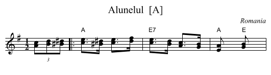 Alunelul  [A] - staff notation