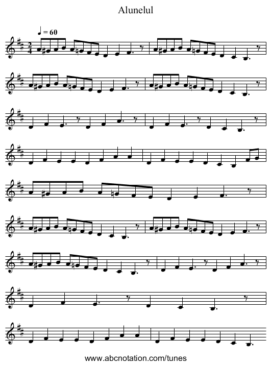Alunelul - staff notation