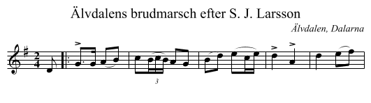 Älvdalens brudmarsch efter S. J. Larsson - staff notation