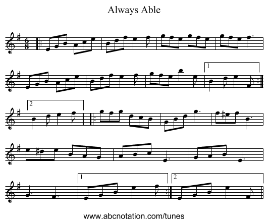 Always Able - staff notation