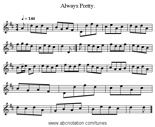 Always Pretty. - staff notation
