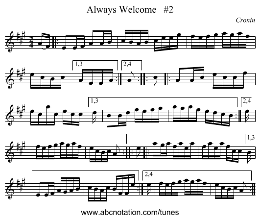 Always Welcome #2 - staff notation