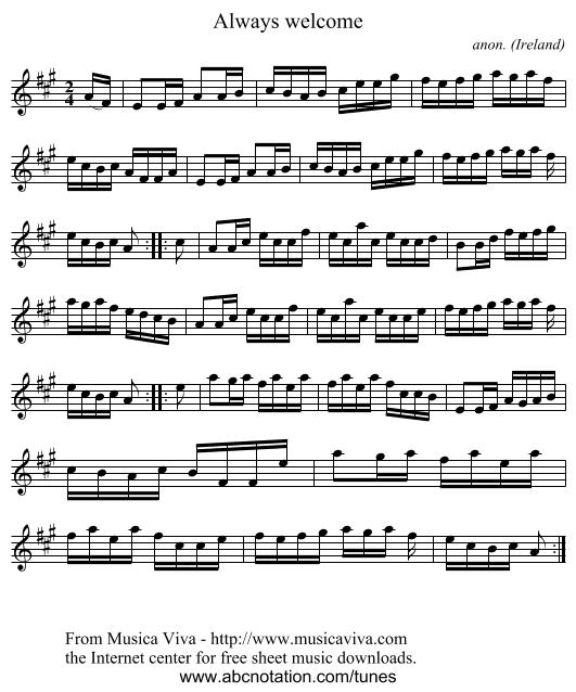 Always welcome - staff notation