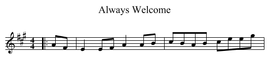 Always Welcome - staff notation