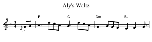 Aly's Waltz - staff notation