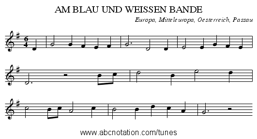 AM BLAU UND WEISSEN BANDE - staff notation