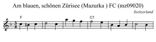 Am blauen, sch&ouml;nen Z&uuml;risee (Mazurka ) FC (mz09020) - staff notation