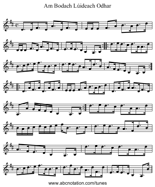 Am Bodach Lúideach Odhar - staff notation