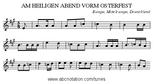 AM HEILIGEN ABEND VORM OSTERFEST - staff notation