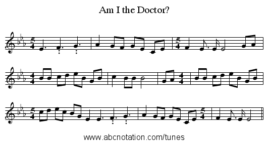 Am I the Doctor? - staff notation