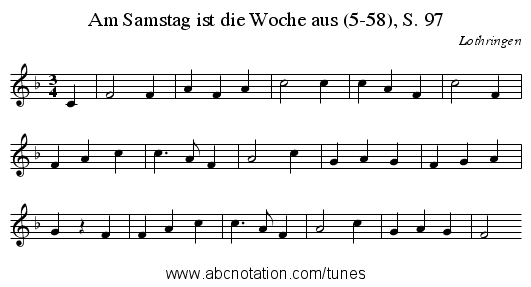 Am Samstag ist die Woche aus (5-58), S. 97 - staff notation