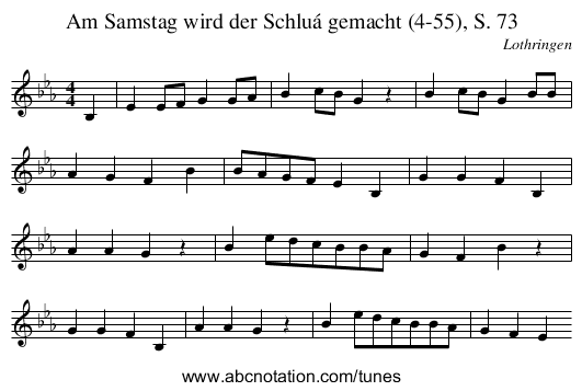 Am Samstag wird der Schluá gemacht (4-55), S. 73 - staff notation